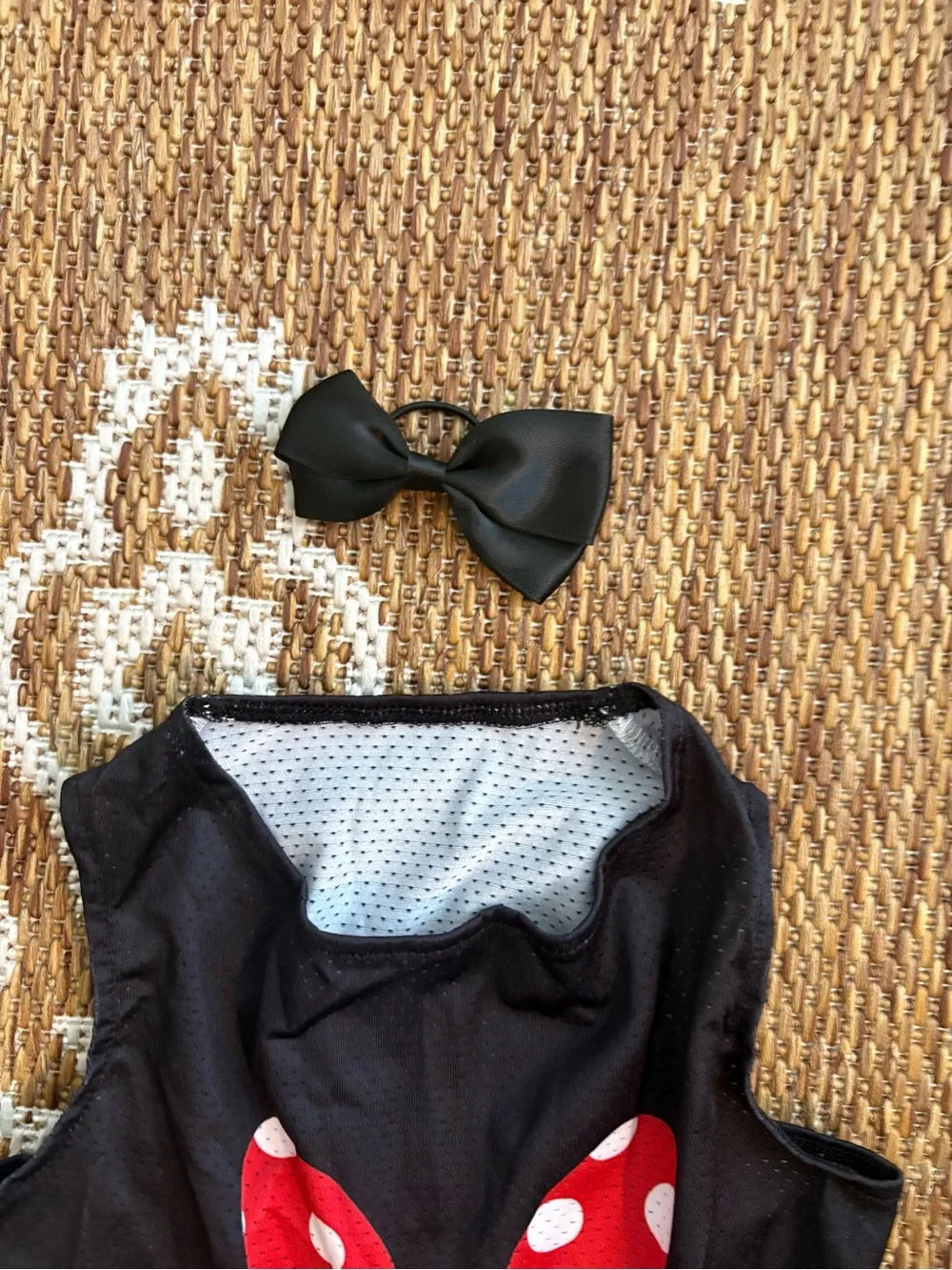 CuteBone Dog Dress Sz LG red white polka dot w/black bow mesh dress